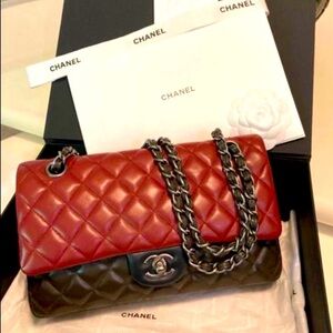 Chanel Red and Brown Quilted Shoulder Bag